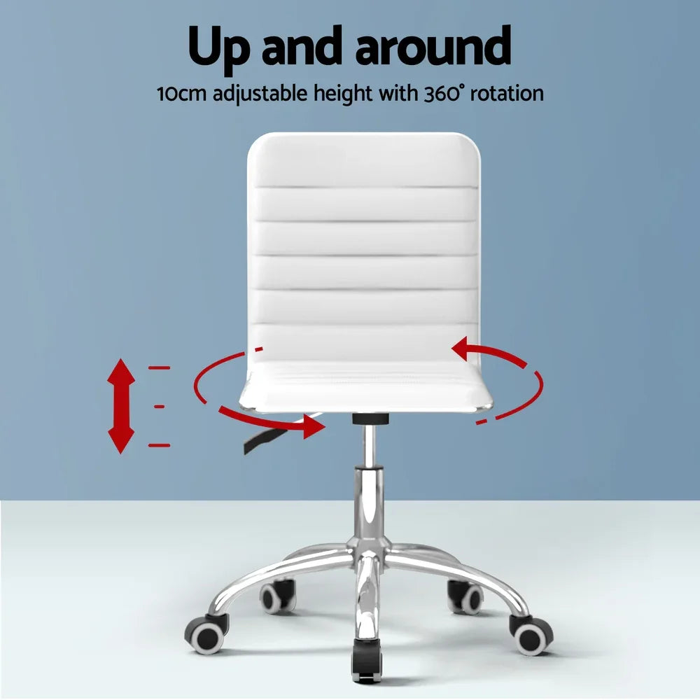 Artiss Computer Desk 120cm Executive Office Chairs Set PU Leather Low Back White - Mekamart Australia