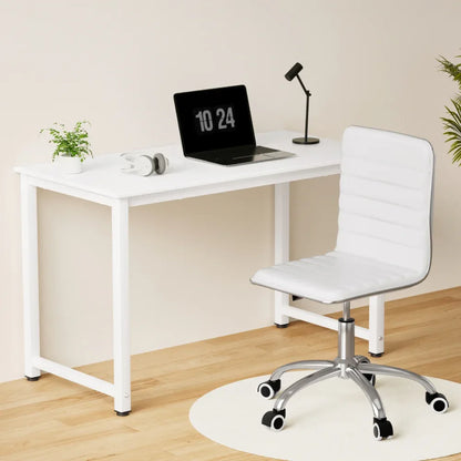 Artiss Computer Desk 120cm Executive Office Chairs Set PU Leather Low Back White - Mekamart Australia