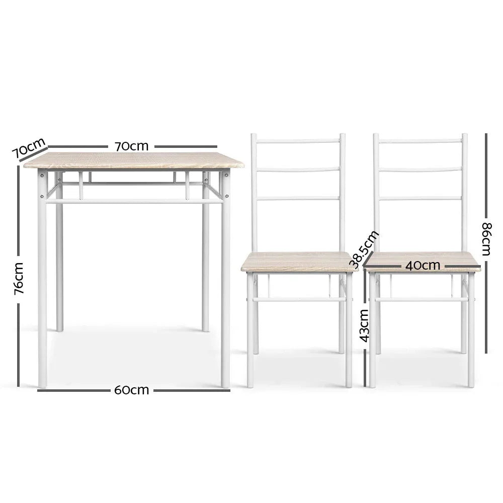 Artiss Dining Table And Chairs Set fo 3 Oak - Mekamart Australia