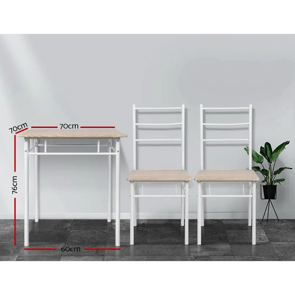 Artiss Dining Table And Chairs Set fo 3 Oak - Mekamart Australia