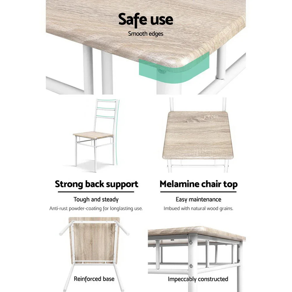 Artiss Dining Table And Chairs Set fo 3 Oak - Mekamart Australia