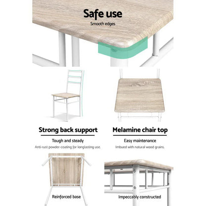 Artiss Dining Table And Chairs Set fo 3 Oak - Mekamart Australia
