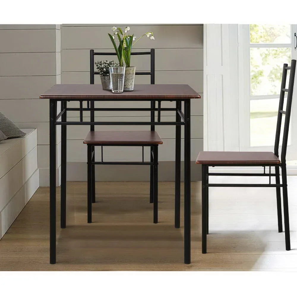 Artiss Dining Table And Chairs Set fo 3 Walnut - Mekamart Australia