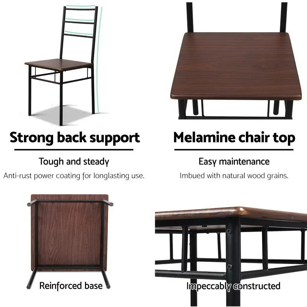 Artiss Dining Table And Chairs Set fo 3 Walnut - Mekamart Australia