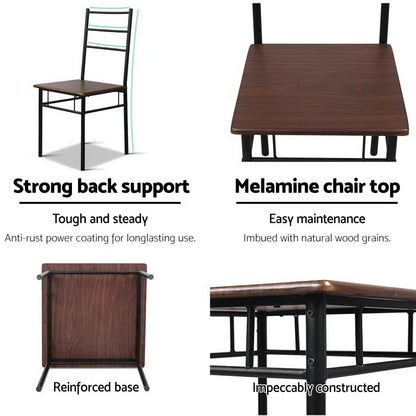 Artiss Dining Table And Chairs Set fo 3 Walnut - Mekamart Australia
