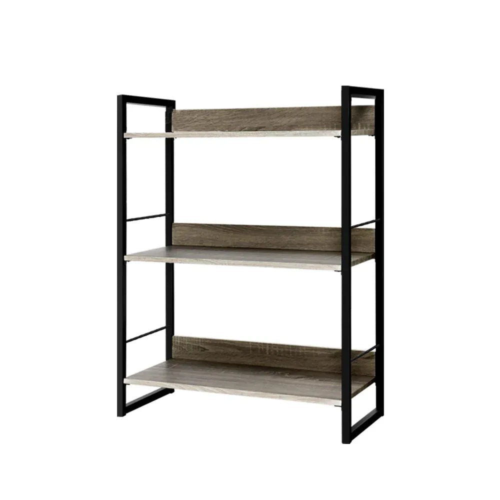 Artiss Bookshelf 3 Tiers - NOE Black and Oak - Mekamart Australia
