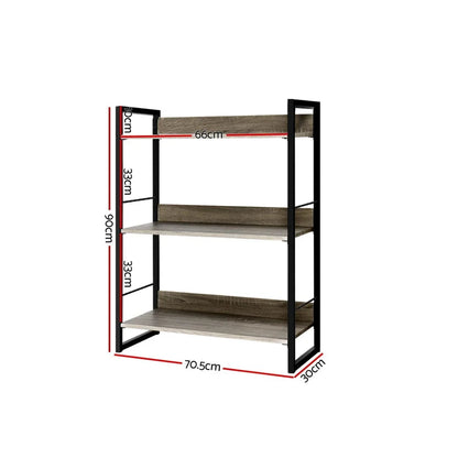 Artiss Bookshelf 3 Tiers - NOE Black and Oak - Mekamart Australia