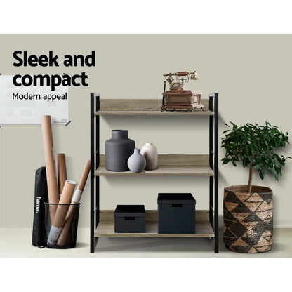 Artiss Bookshelf 3 Tiers - NOE Black and Oak - Mekamart Australia