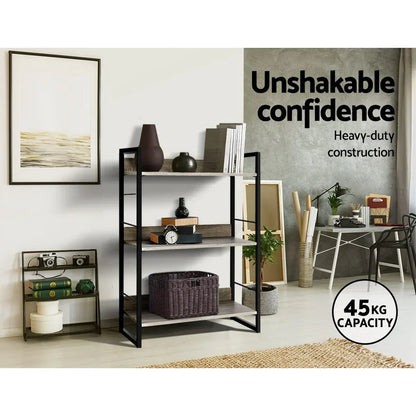 Artiss Bookshelf 3 Tiers - NOE Black and Oak - Mekamart Australia
