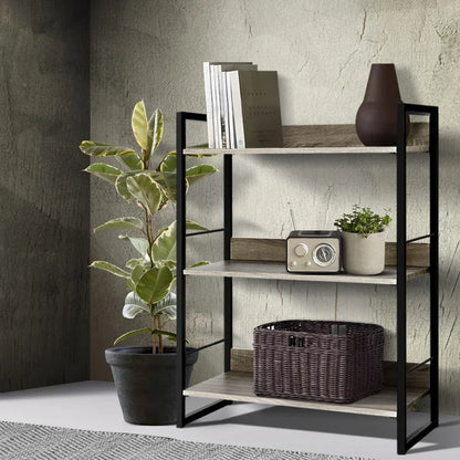 Artiss Bookshelf 3 Tiers - NOE Black and Oak - Mekamart Australia