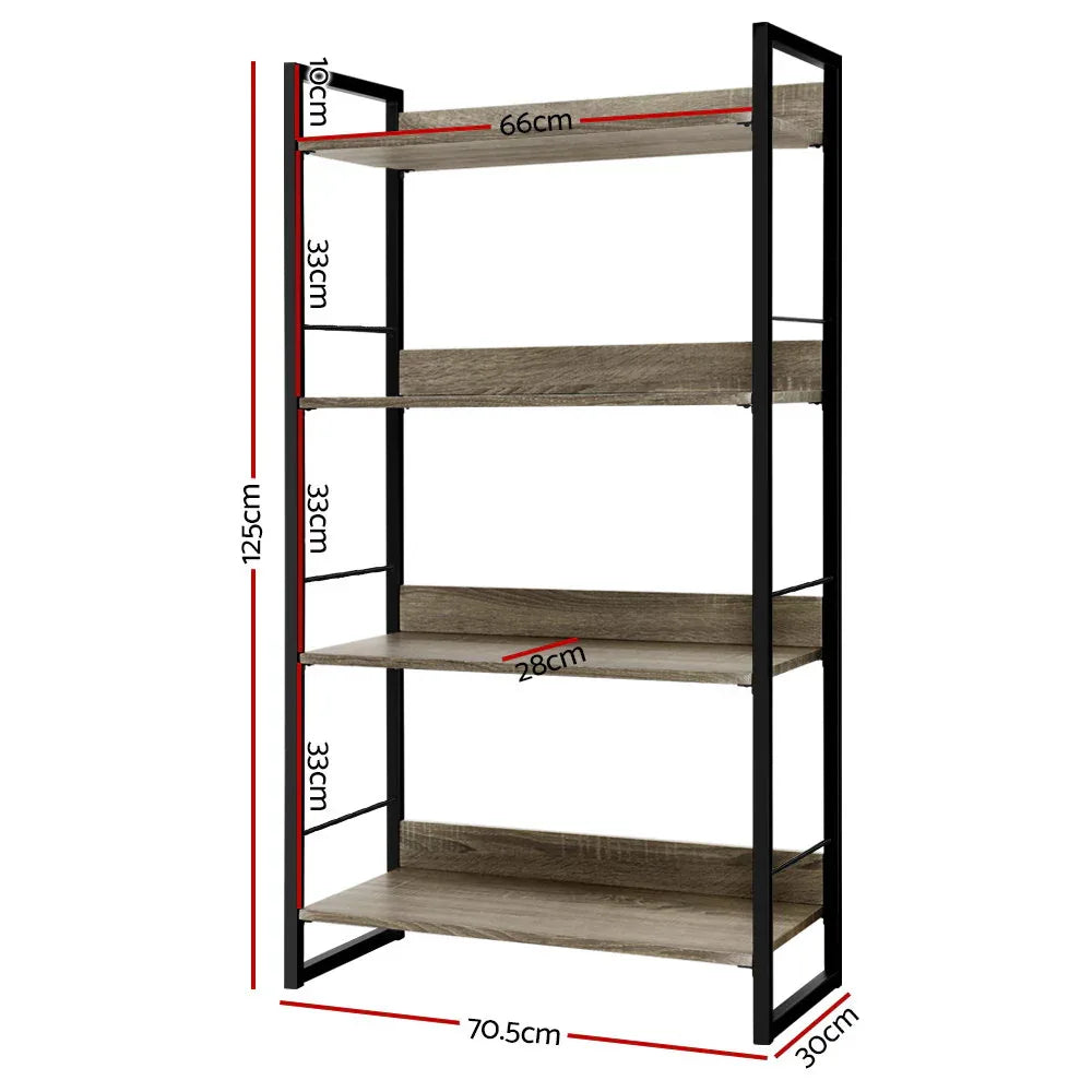 Artiss Bookshelf 4 Tiers - NOE Black and Oak - Mekamart Australia