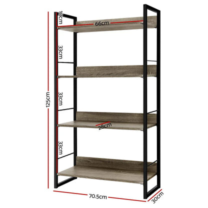 Artiss Bookshelf 4 Tiers - NOE Black and Oak - Mekamart Australia