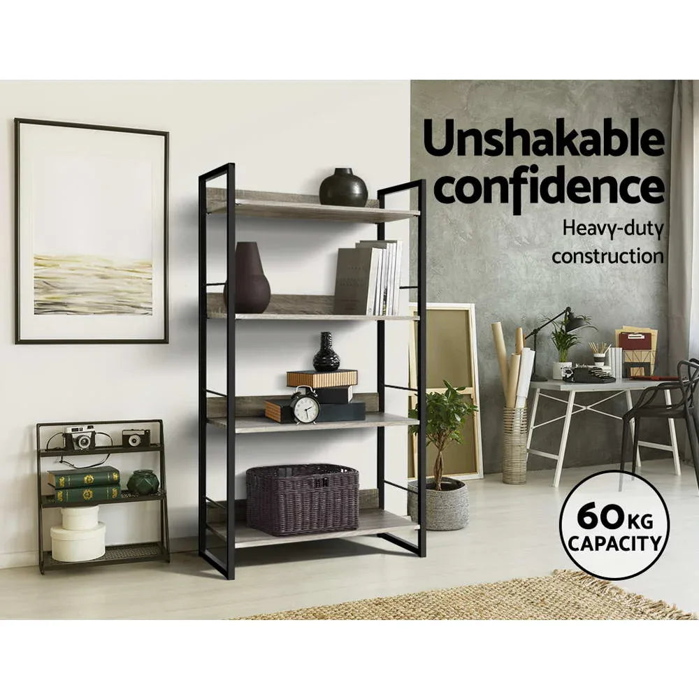 Artiss Bookshelf 4 Tiers - NOE Black and Oak - Mekamart Australia