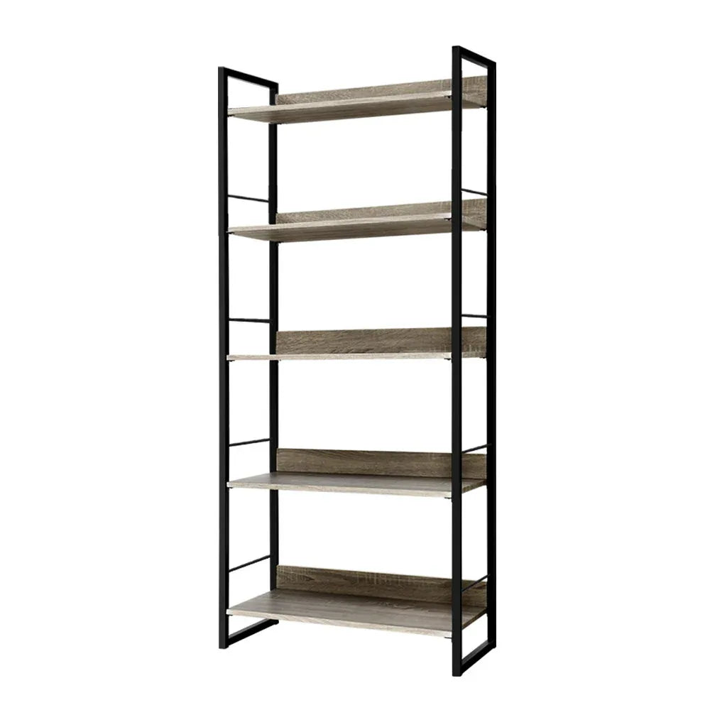 Artiss Bookshelf 5 Tiers - NOE Black and Oak - Mekamart Australia