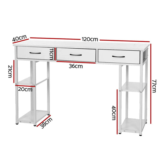Artiss Computer Desk Drawer Shelves Study Table 120CM White - Mekamart Australia