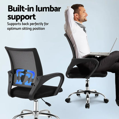 Artiss Computer Desk Mesh Office Chair Set Foldable Home Study Table Black - Mekamart Australia