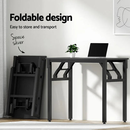Artiss Computer Desk Office Chair PU Leather Set Foldable Home Study Table Black - Mekamart Australia