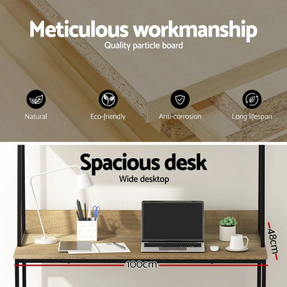 Artiss Computer Desk Bookshelf Storage 100CM Oak - Mekamart Australia