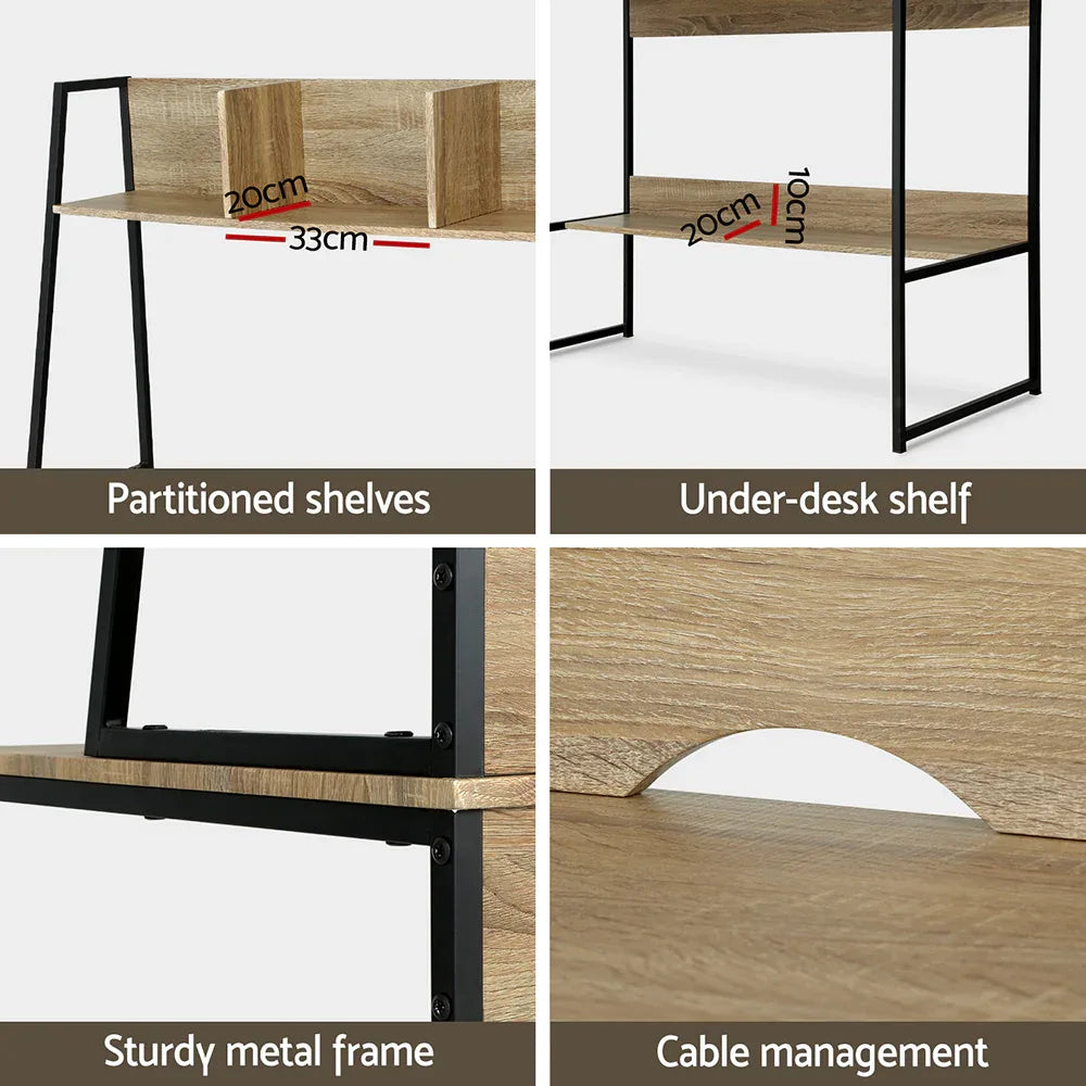 Artiss Computer Desk Bookshelf Storage 100CM Oak - Mekamart Australia