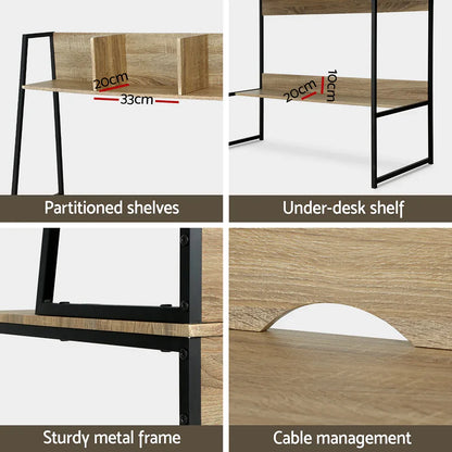 Artiss Computer Desk Bookshelf Storage 100CM Oak - Mekamart Australia