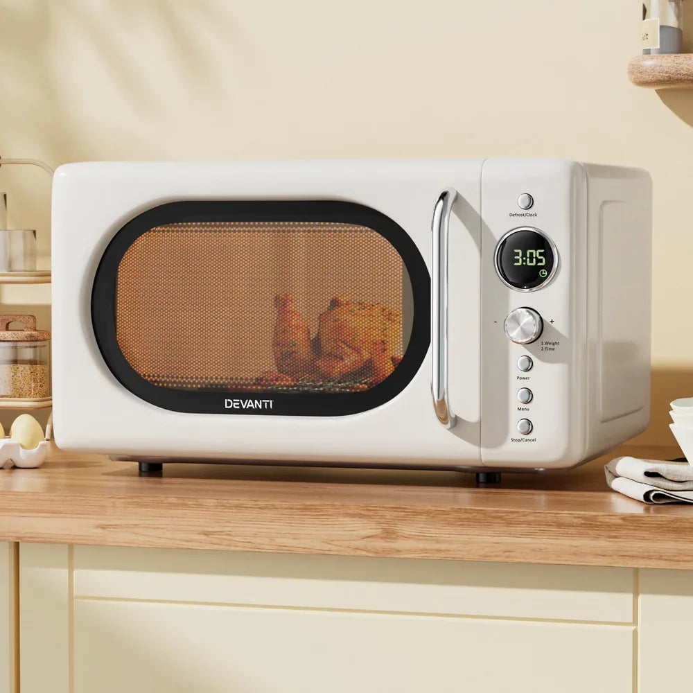 Devanti 20L Microwave Oven 700W Cream - Mekamart Australia