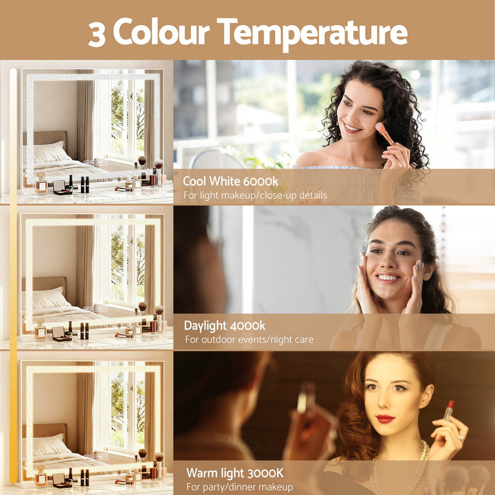 Embellir Bluetooth Makeup Mirror 80x58cm Hollywood Vanity with LED Light Crystal