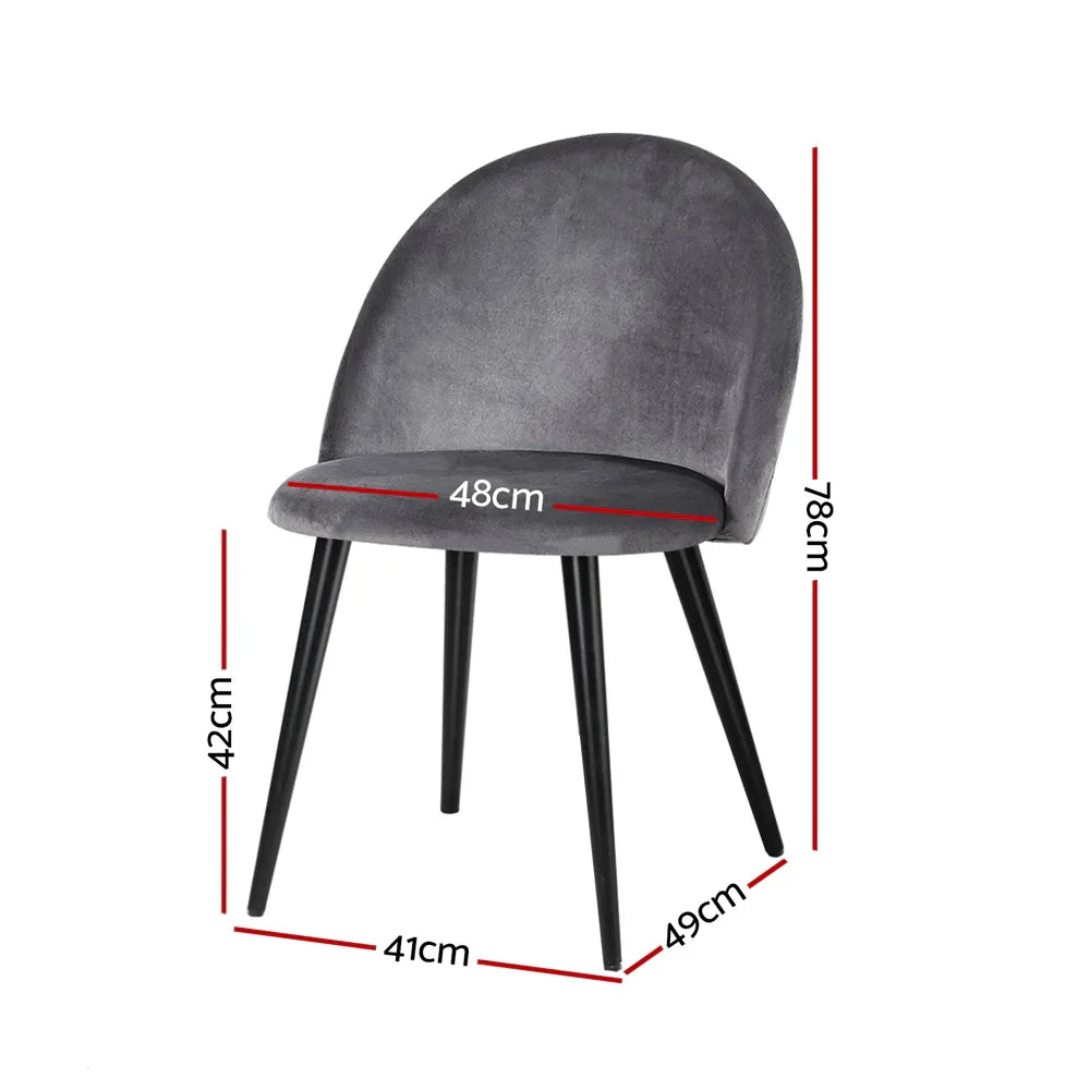 Artiss Dining Chairs Set of 4 Velvet Solid Curved Dark Grey - Mekamart Australia