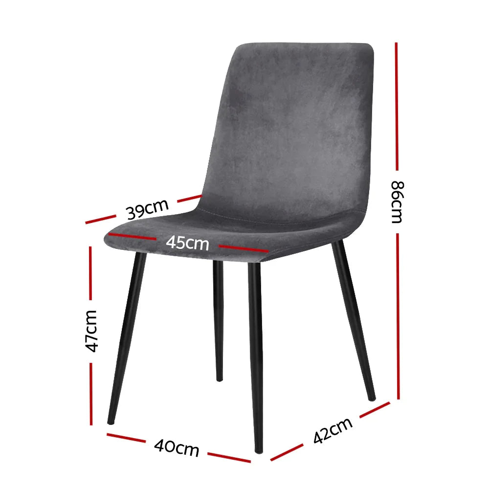 Artiss Dining Chairs Set of 4 Velvet Horizontal Slope Grey - Mekamart Australia
