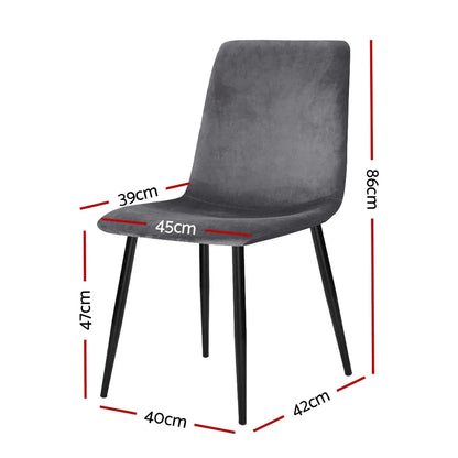 Artiss Dining Chairs Set of 4 Velvet Horizontal Slope Grey - Mekamart Australia