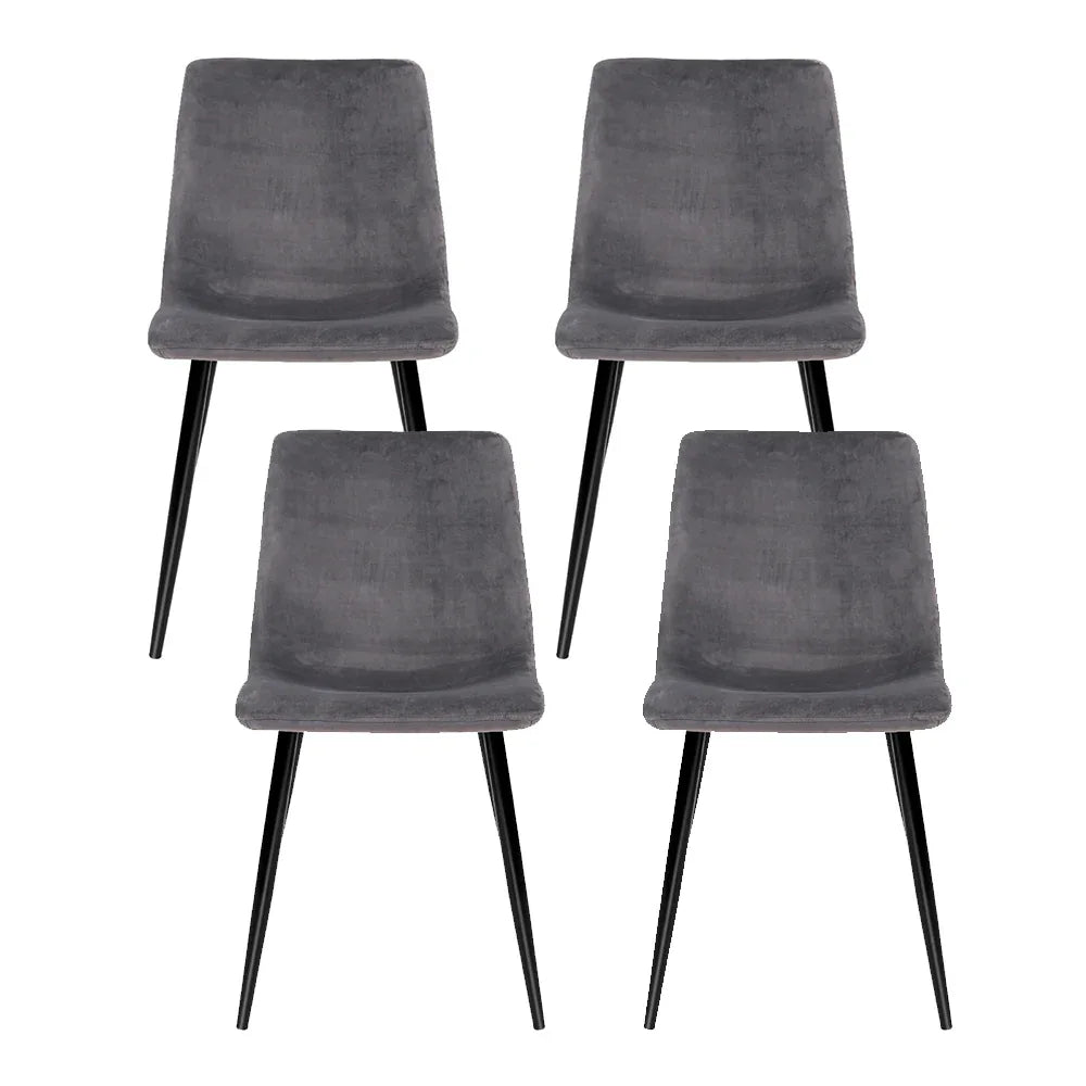 Artiss Dining Chairs Set of 4 Velvet Horizontal Slope Grey - Mekamart Australia