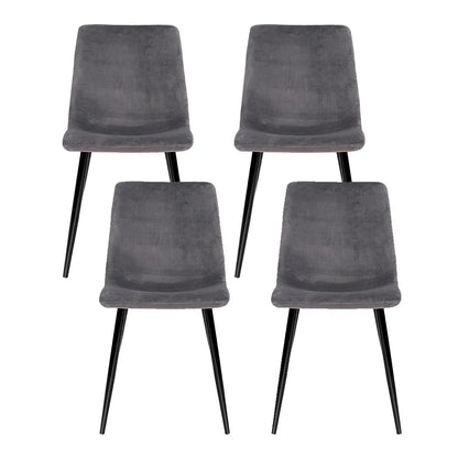 Artiss Dining Chairs Set of 4 Velvet Horizontal Slope Grey - Mekamart Australia