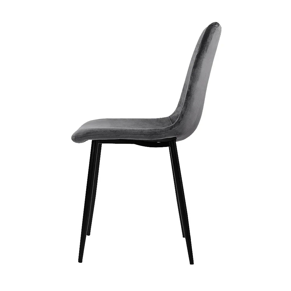 Artiss Dining Chairs Set of 4 Velvet Horizontal Slope Grey - Mekamart Australia