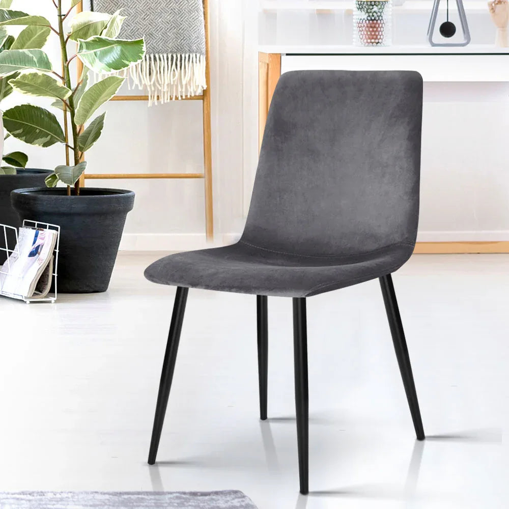 Artiss Dining Chairs Set of 4 Velvet Horizontal Slope Grey - Mekamart Australia