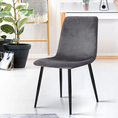 Artiss Dining Chairs Set of 4 Velvet Horizontal Slope Grey - Mekamart Australia