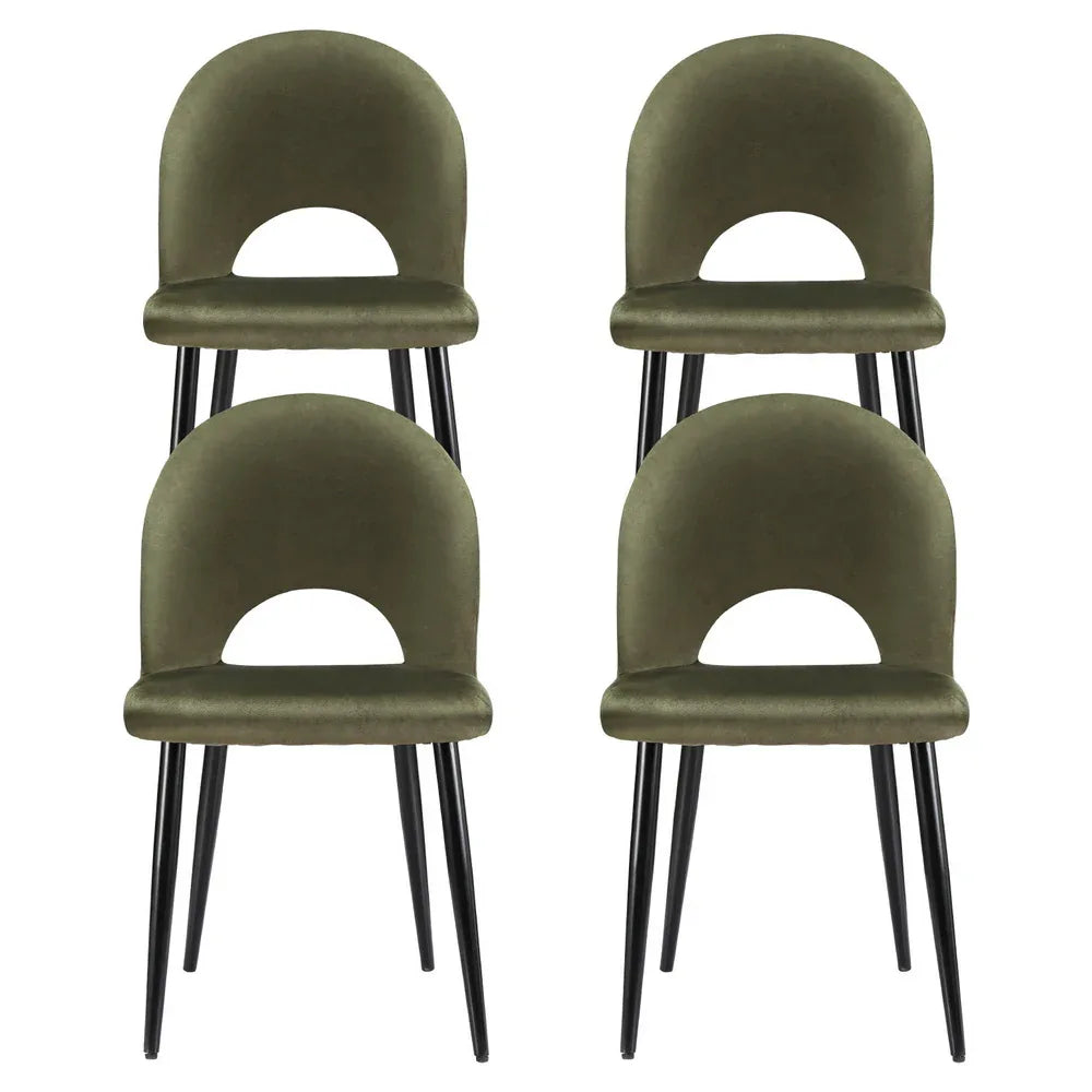 Artiss Dining Chairs Set of 4 Velvet Hollow Green - Mekamart Australia