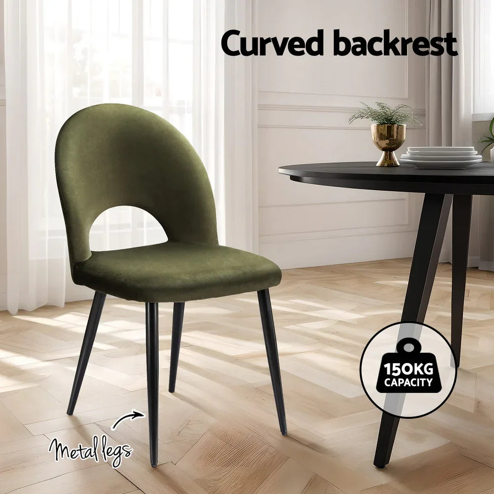 Artiss Dining Chairs Set of 4 Velvet Hollow Green - Mekamart Australia