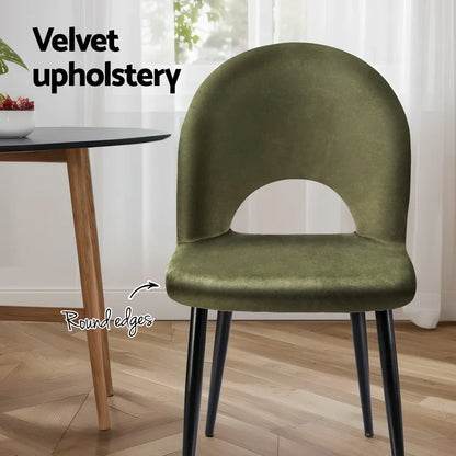 Artiss Dining Chairs Set of 4 Velvet Hollow Green - Mekamart Australia