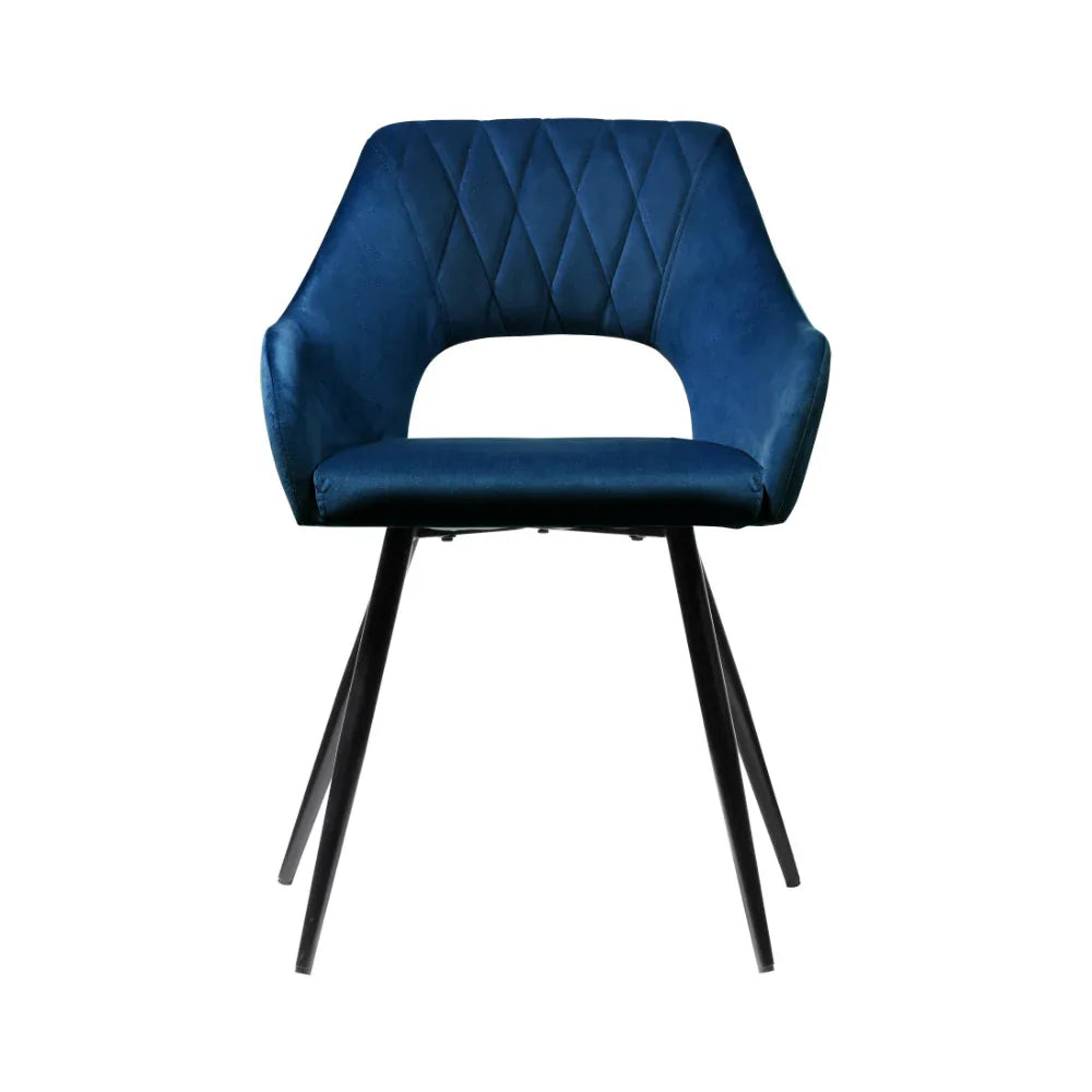 Artiss Dining Chairs Set of 2 Velvet Hollow Armchair Blue - Mekamart Australia