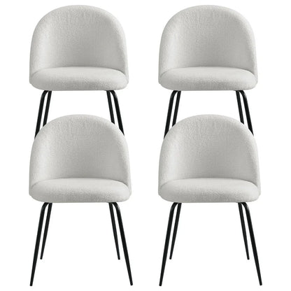 Artiss Dining Chairs Set of 4 Sherpa Boucle White - Mekamart Australia