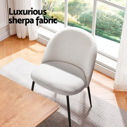 Artiss Dining Chairs Set of 4 Sherpa Boucle White - Mekamart Australia