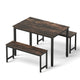 Artiss Dining Table and Chairs Set 3PCS Kitchen Metal Desk Bench Dark Walnut - Mekamart Australia