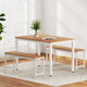 Artiss Dining Table and Chairs Set 3PCS Metal Desk Bench Sets Kitchen Furniture - Mekamart Australia