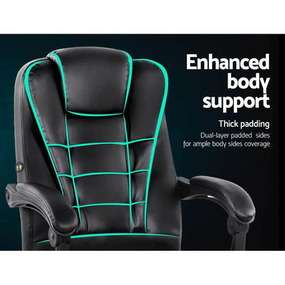 Artiss Massage Office Chair Executive Computer Gaming Chairs Black PU Leather - Mekamart Australia
