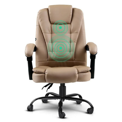 Artiss Massage Office Chair Executive Computer Gaming Chairs Brown PU Leather Espresso - Mekamart Australia