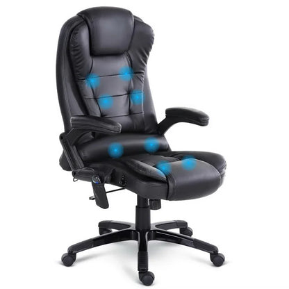 Artiss 8 Point Massage Office Chair Heated Seat Recliner PU Black - Mekamart Australia