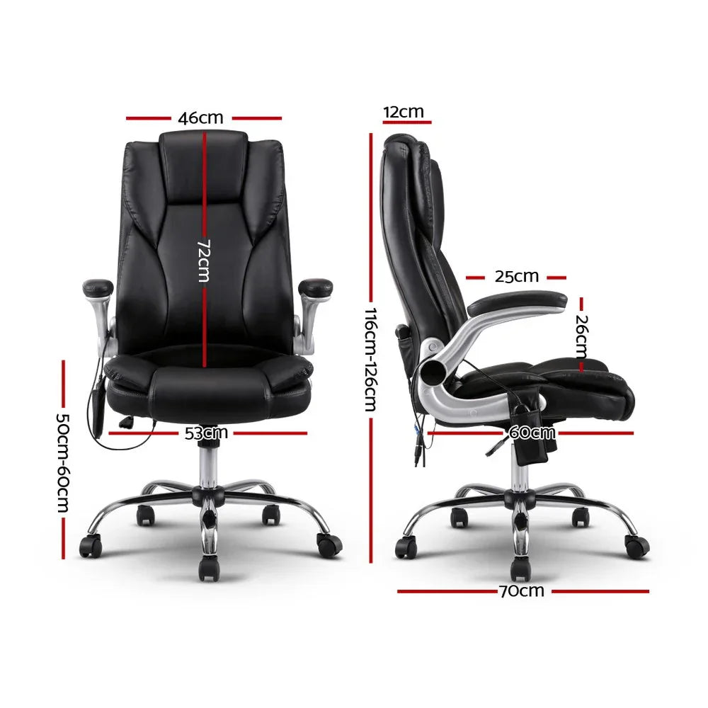 Artiss 8 Point Massage Office Chair PU Leather Black - Mekamart Australia