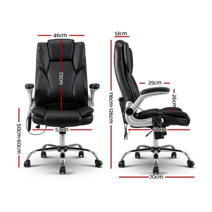 Artiss 8 Point Massage Office Chair PU Leather Black - Mekamart Australia