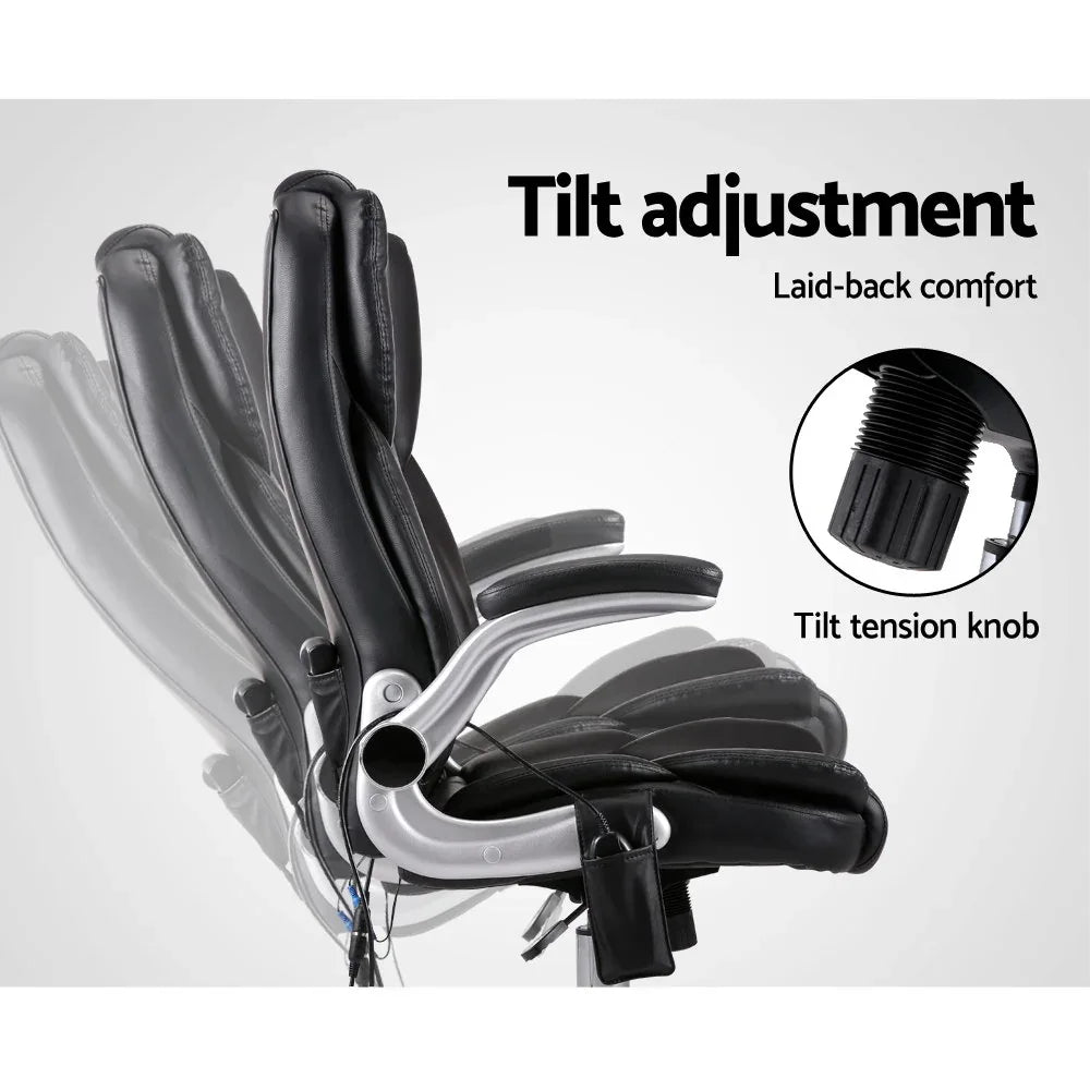 Artiss 8 Point Massage Office Chair PU Leather Black - Mekamart Australia