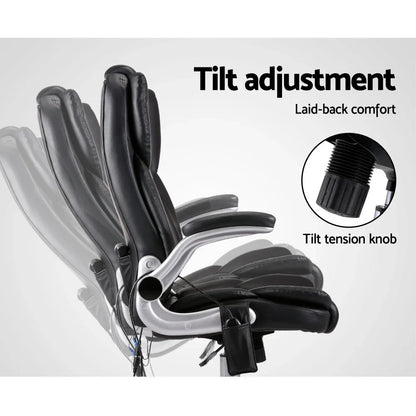 Artiss 8 Point Massage Office Chair PU Leather Black - Mekamart Australia