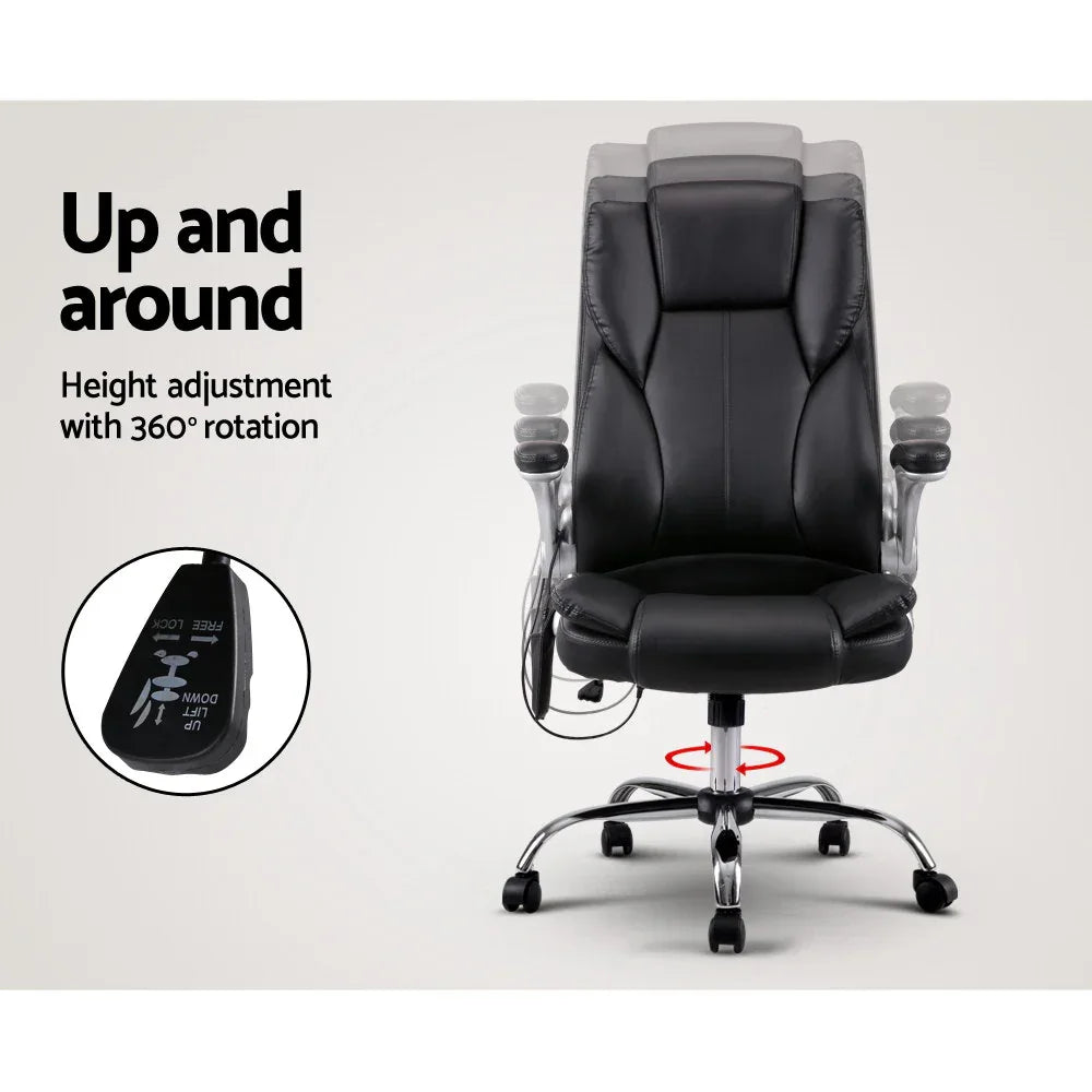 Artiss 8 Point Massage Office Chair PU Leather Black - Mekamart Australia